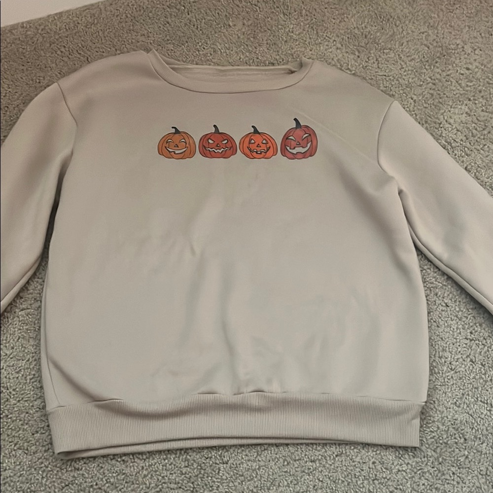 Beige Halloween Pumpkin Sweatshirt